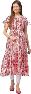 AradhiyaFashion Women Printed Anarkali Kurta(Red)