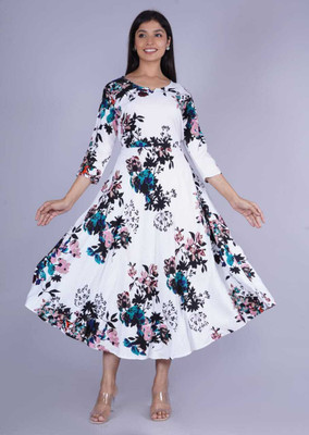 Shree Kripa Flared/A-line Gown(White)