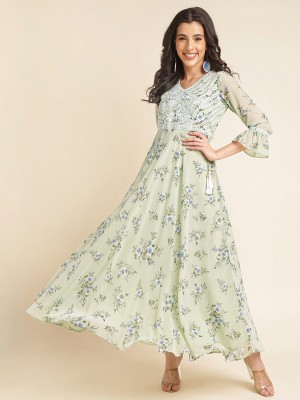 NAINVISH Flared/A-line Gown(Green)