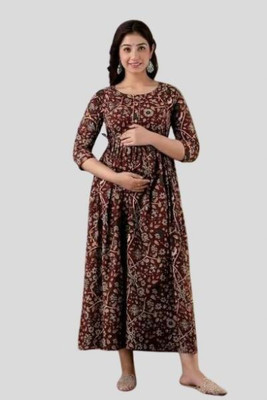 KRISHNA FASHION Flared/A-line Gown(Maroon)