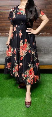 Fashion2wear Anarkali Gown(Black)