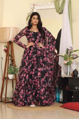 SEMS COLLECTION Printed Anarkali Kurta, Bottom & Dupatta Set