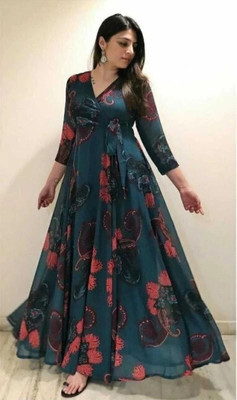 FIRAA ENTERPRISE Flared/A-line Gown(Blue)