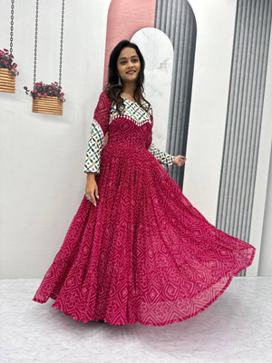 Zarista Creation Flared/A-line Gown(Pink)