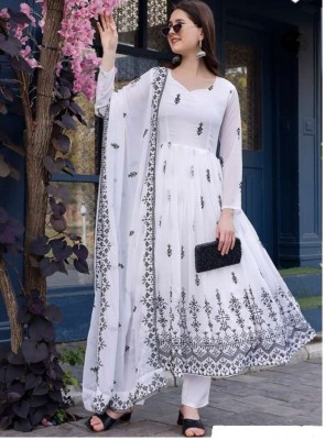 ALECIA FASTION Anarkali Gown(White)