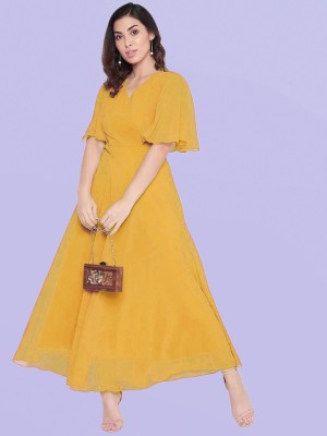 JIYAKURTI Anarkali Gown(Yellow)