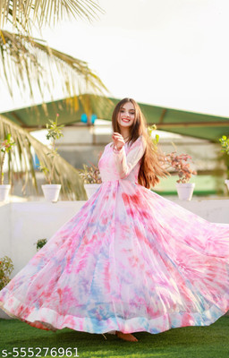JAKHIFASHION Anarkali Gown(Multicolor)