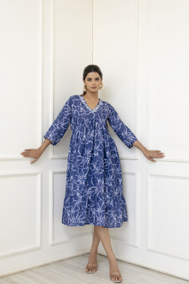 Ishita Trendz Flared/A-line Gown(Blue)