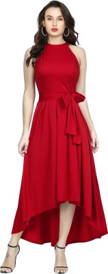 Dhruvil Impex Straight Gown(Red)