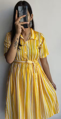 VRSS ENTERPRISES Flared/A-line Gown(Yellow, White)
