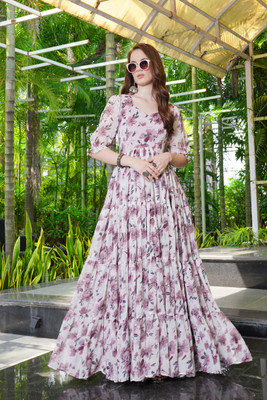 Odd by chansi Trendz Flared/A-line Gown(Purple)