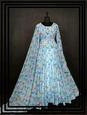 Heer Enterprise Anarkali Gown(Light Blue)