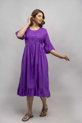 Chahat Gartex Flared/A-line Gown(Purple)