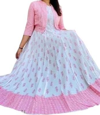 AK Enterprises Anarkali Gown(Pink)