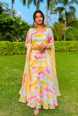 TISVARA Anarkali Gown(Multicolor)
