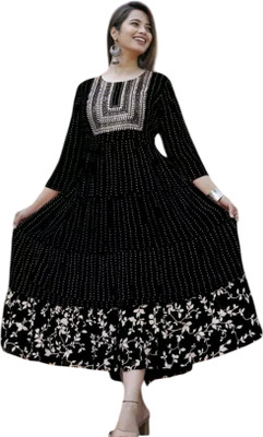 KRISHA CREATION Anarkali Gown(Black)