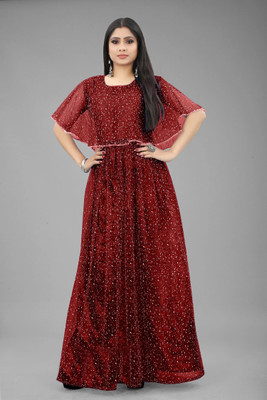 3Buddy Fashion Flared/A-line Gown(Maroon)