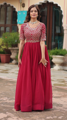 Wedani Lifestyle Flared/A-line Gown(Pink)