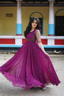 Eklera Trend Anarkali Gown(Purple)