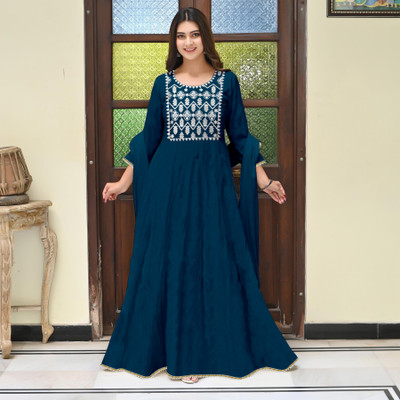 MISS CLOTHING Anarkali Gown(Blue)