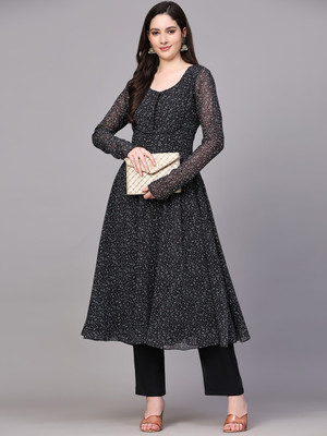 BLACK SCISSOR Flared/A-line Gown(Black)