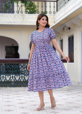 BAHUBALI CREATION Flared/A-line Gown(Blue)
