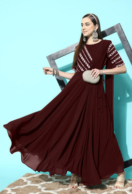 SANCIA Flared/A-line Gown(Brown)