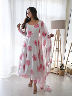 ishvari creation Anarkali Gown(Pink)