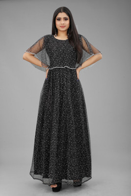 ENCLIQ Flared/A-line Gown(Black)