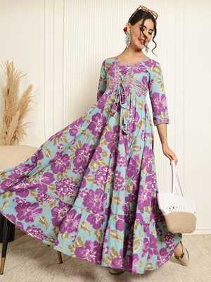 Gulmohar Jaipur Anarkali Gown(Light Blue)