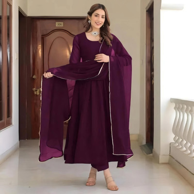 Shivu Fashion Anarkali Gown(Purple)