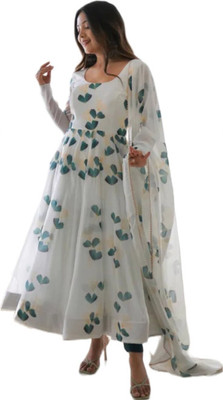 Navnidhi Fashion Anarkali Gown(White)