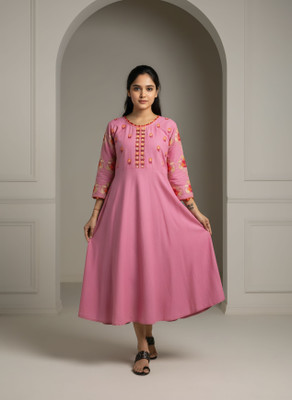 Vishnoocreation Flared/A-line Gown(Pink)