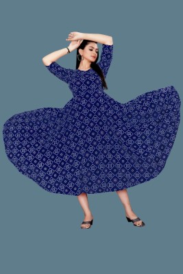 shilpa synthetic Anarkali Gown(Blue)