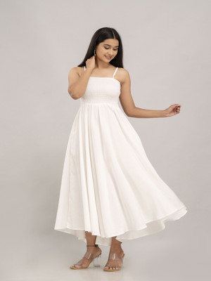 JaipurFabric Flared/A-line Gown(White)