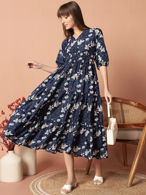 Femvy Flared/A-line Gown(Blue)