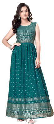 RUDRANI FASHION Flared/A-line Gown(Light Blue)