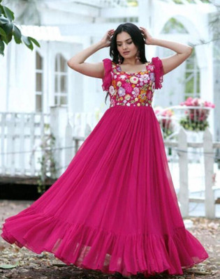 AMRIJA FASHION Flared/A-line Gown(Pink)