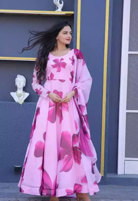 AMALAK Anarkali Gown(Pink)
