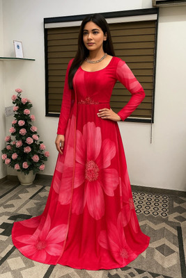 KROOZ Flared/A-line Gown(Pink)