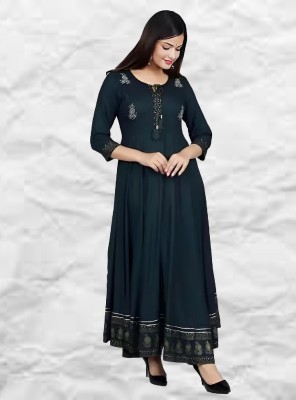 Kapishreshth Flared/A-line Gown(Dark Green)