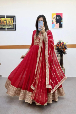 Bhurakhiya Anarkali Gown(Red)
