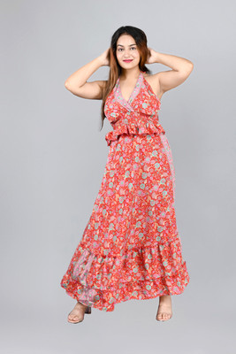 Ameeha Flared/A-line Gown(Red)