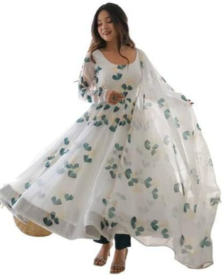 A TO Z FASHION Anarkali Gown(White)