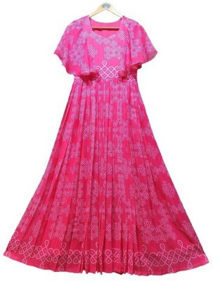 D F STUDIO Anarkali Gown(Pink)