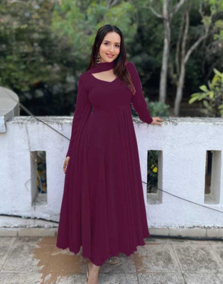 Heer Enterprise Anarkali Gown(Purple)
