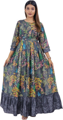 Fascino Designs Flared/A-line Gown(Green)