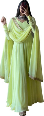 RUDRASHA CREATION Flared/A-line Gown(Yellow)
