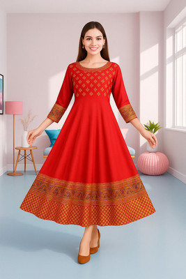 SanhaGarments Anarkali Gown(Red)
