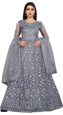 A To Z Cart Anarkali Gown(Grey)